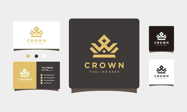 Icono de vector de diseño de logotipo minimalista Crown Royal King