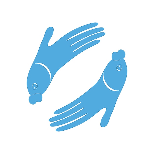 Icono de vector de diseño de mano de pescado