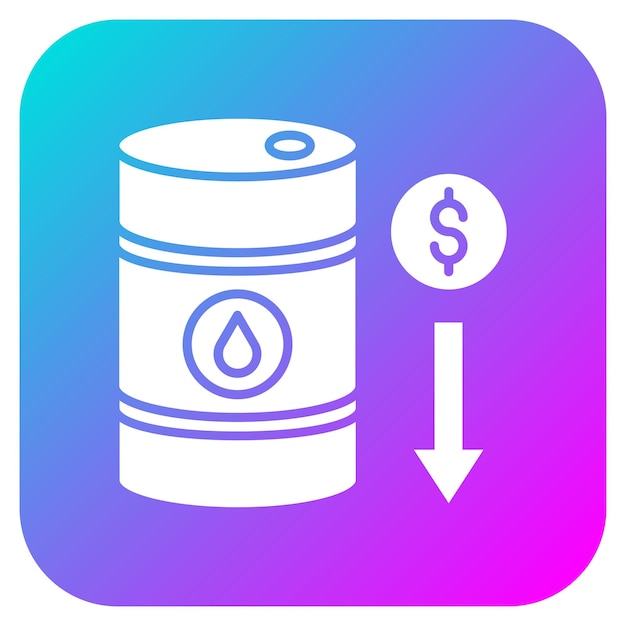 El icono del vector de disminución del precio del petróleo se puede utilizar para el conjunto de iconos de la industria de la gasolina