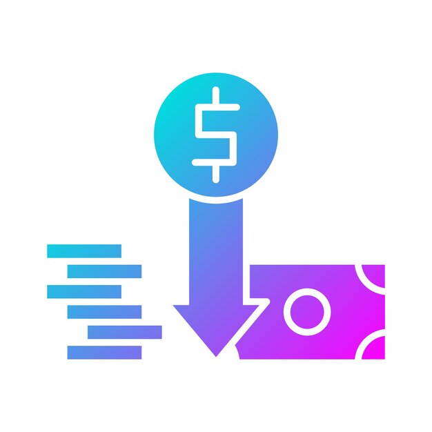 El icono del vector de disminución de precios se puede utilizar para el conjunto de iconos de banca y finanzas