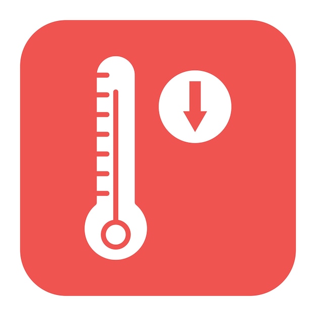 El icono del vector de disminución de la temperatura se puede utilizar para el conjunto de iconos de calentamiento global