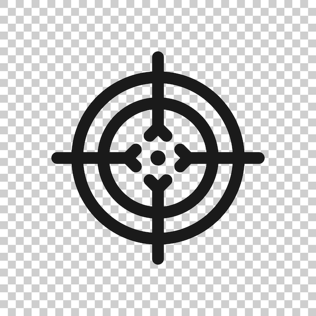 Icono del vector de disparo del objetivo en estilo transparente Ilustración del símbolo del francotirador en un fondo aislado Concepto comercial del objetivo del objetivo