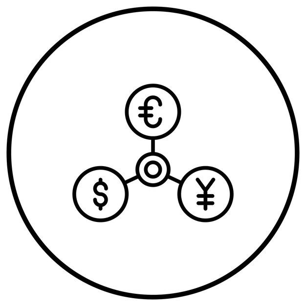 El icono del vector de divisas se puede utilizar para el conjunto de iconos de la economía empresarial