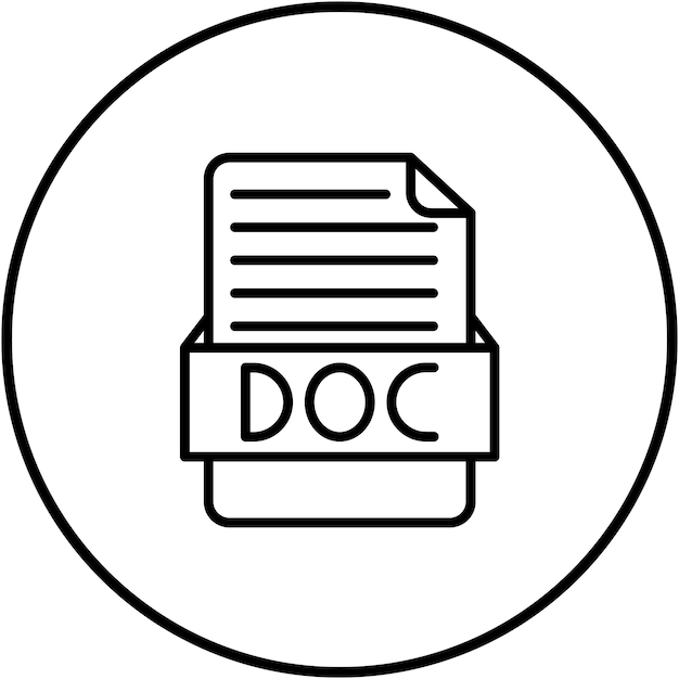 El icono del vector DOC se puede utilizar para el conjunto de iconos de formatos de archivo