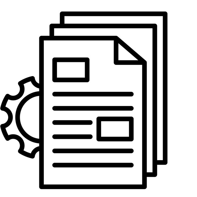 El icono del vector de documentación se puede utilizar para el conjunto de iconos del plan de acción