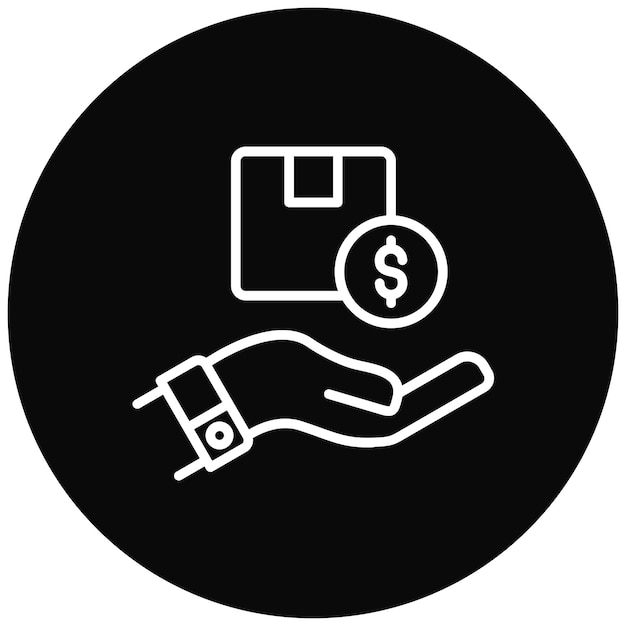 El icono del vector de efectivo en la entrega se puede utilizar para el conjunto de iconos de comercio minorista digital