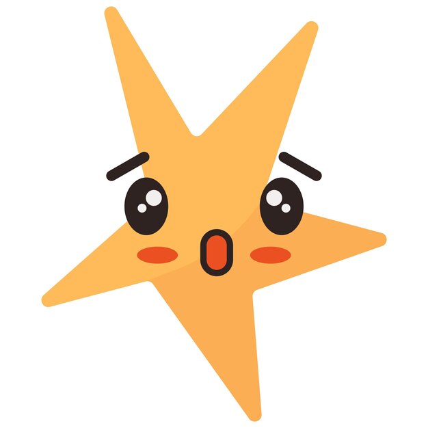 Icono de vector del elemento kawaii de estrella dibujado a mano