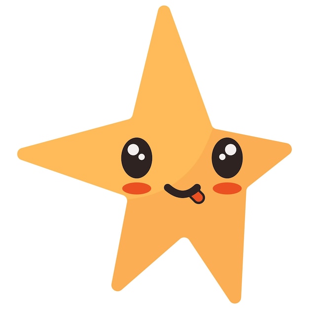Icono de vector del elemento kawaii de estrella dibujado a mano