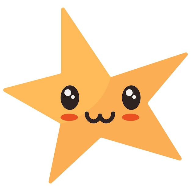 Icono de vector del elemento kawaii de estrella dibujado a mano