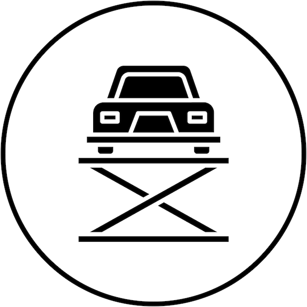 El icono del vector de elevación del coche se puede utilizar para el conjunto de iconos de reparación del coche