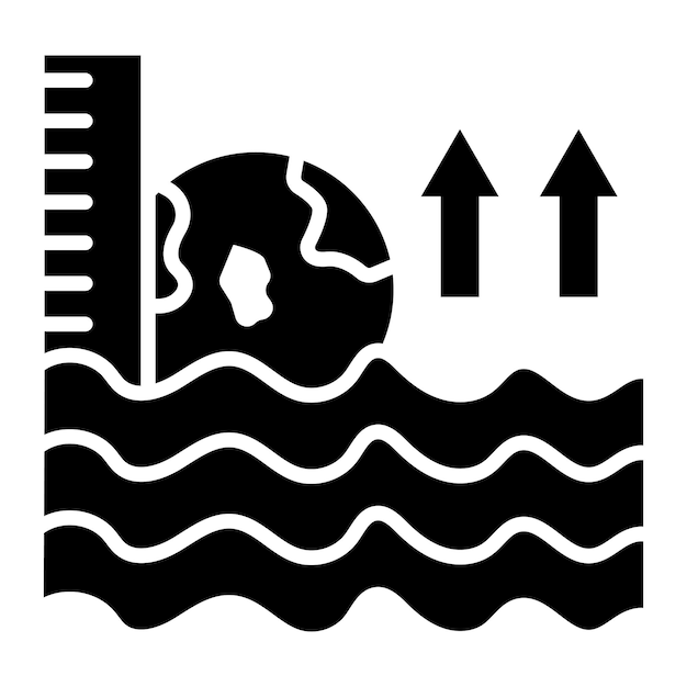 El icono del vector de elevación del nivel del mar se puede usar para el conjunto de iconos de calentamiento global