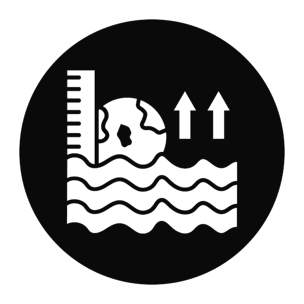 El icono del vector de elevación del nivel del mar se puede usar para el conjunto de iconos de calentamiento global