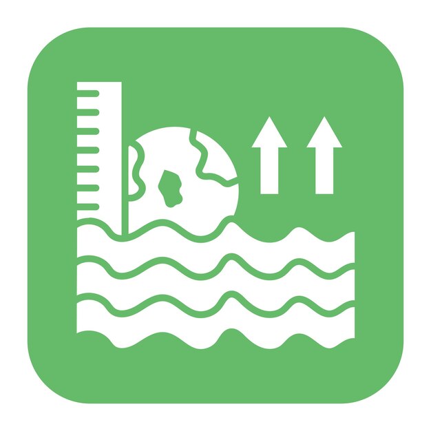 El icono del vector de elevación del nivel del mar se puede usar para el conjunto de iconos de calentamiento global