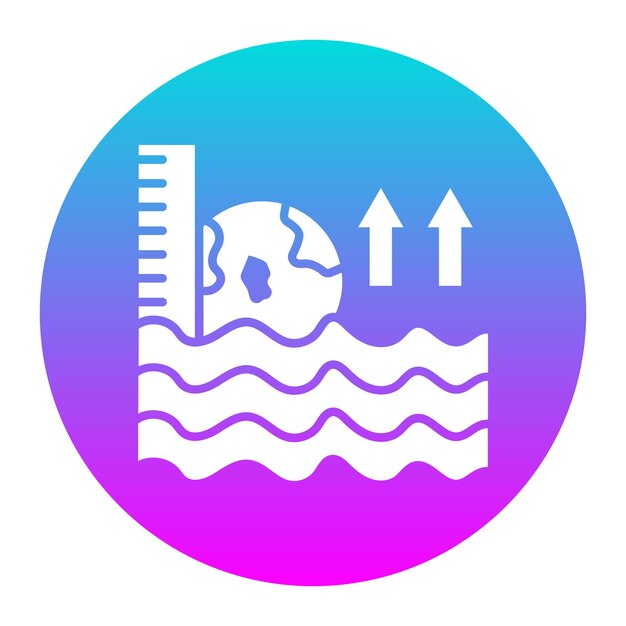 El icono del vector de elevación del nivel del mar se puede usar para el conjunto de iconos de calentamiento global