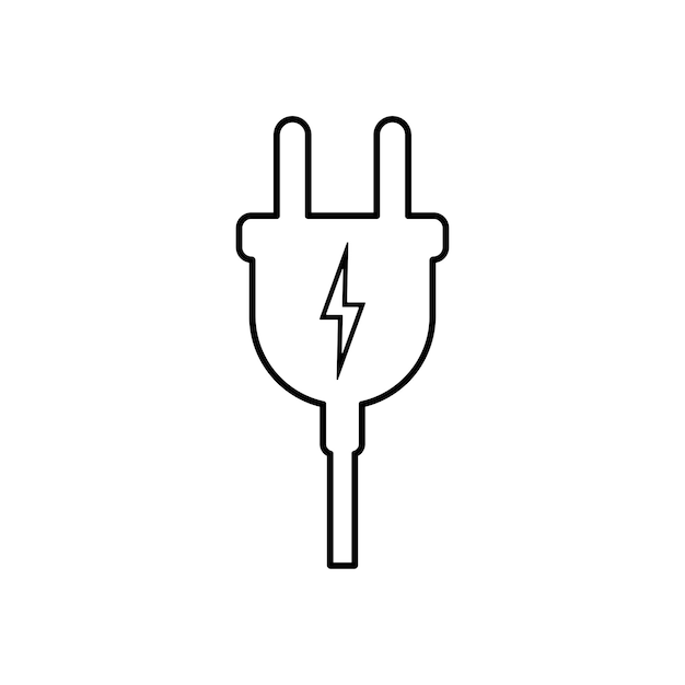 Icono de vector de enchufe eléctrico aislado sobre fondo blanco