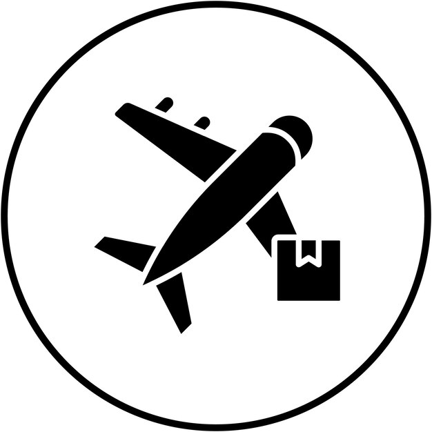El icono del vector de entrega del avión se puede utilizar para el conjunto de iconos de entrega y logística