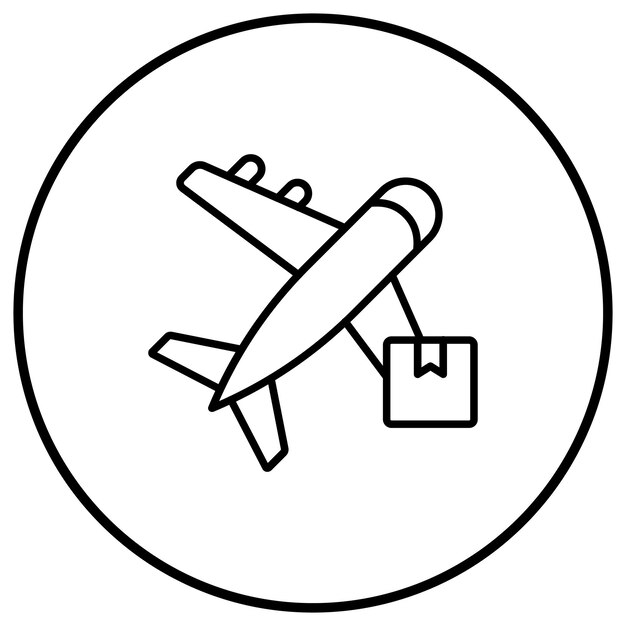 El icono del vector de entrega del avión se puede utilizar para el conjunto de iconos de entrega y logística