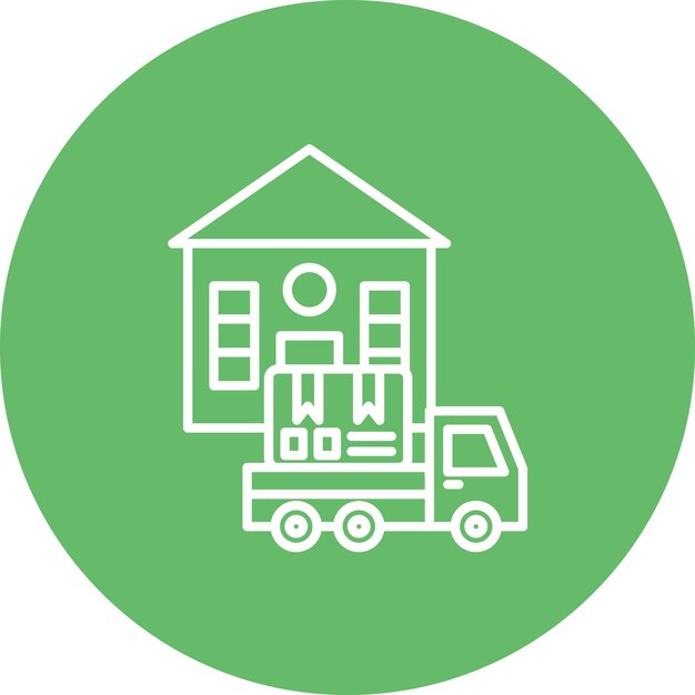 El icono del vector de entrega en el hogar se puede utilizar para el conjunto de iconos de entrega y logística