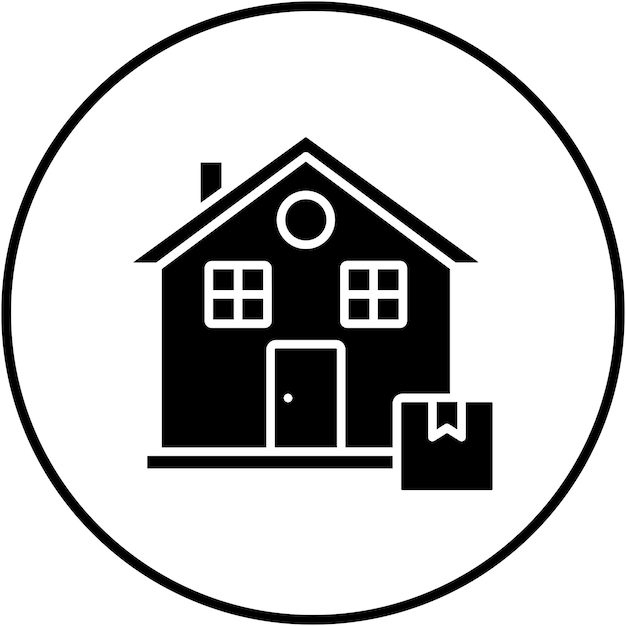El icono del vector de entrega en el hogar se puede utilizar para el conjunto de iconos de entrega y logística