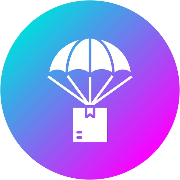 El icono del vector de entrega de paracaídas se puede utilizar para el conjunto de iconos de entrega y logística