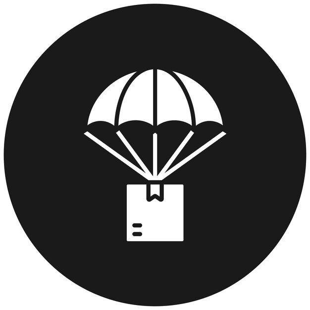 El icono del vector de entrega de paracaídas se puede utilizar para el conjunto de iconos de entrega y logística