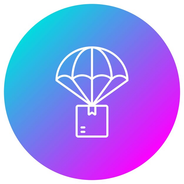 El icono del vector de entrega de paracaídas se puede utilizar para el conjunto de iconos de entrega y logística