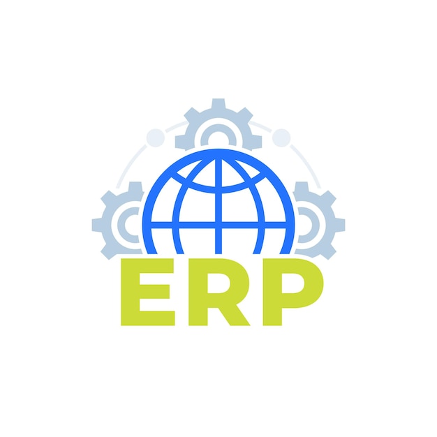Icono de vector ERP en blanco