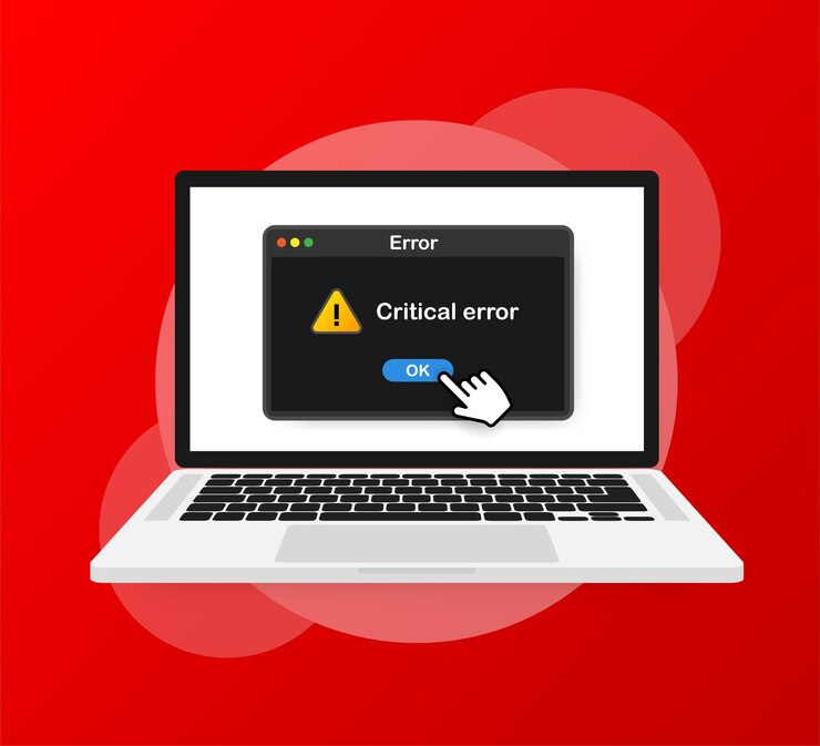 Vector icono de vector de error del sistema interfaz de pc de falla mensaje de error ventana emergente de alerta de ventana de computadora