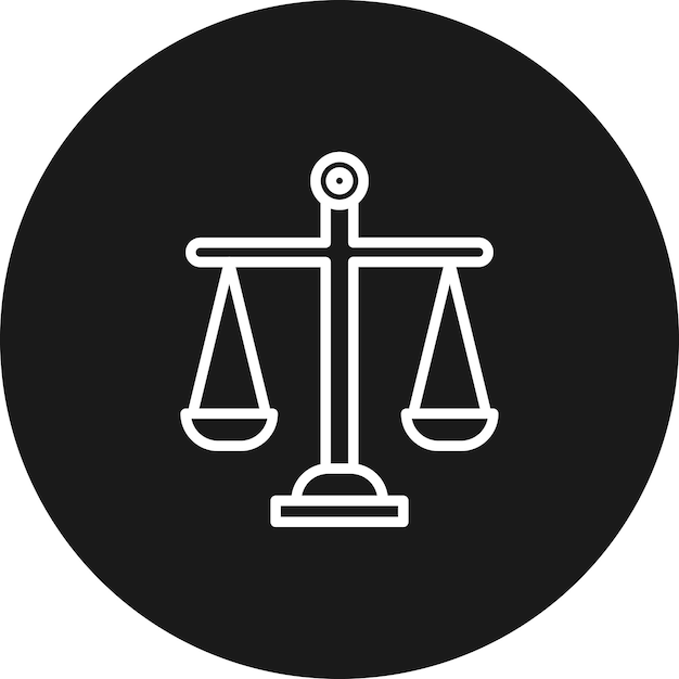 El icono del vector de escala de la ley se puede usar para el conjunto de iconos de crimen y ley