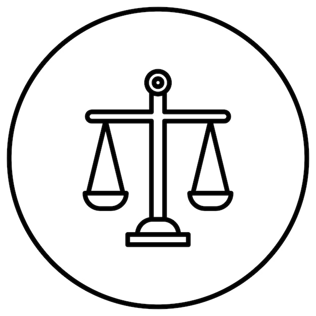 El icono del vector de escala de la ley se puede usar para el conjunto de iconos de crimen y ley