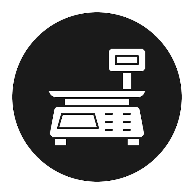 El icono del vector de escala de la máquina se puede utilizar para el conjunto de iconos de la panadería