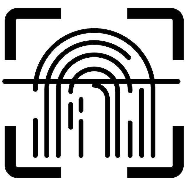 El icono del vector de escaneo de huellas dactilares se puede utilizar para el conjunto de iconos biométricos