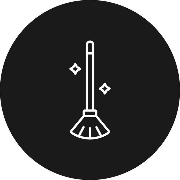 El icono del vector de escoba se puede usar para el conjunto de iconos de otoño