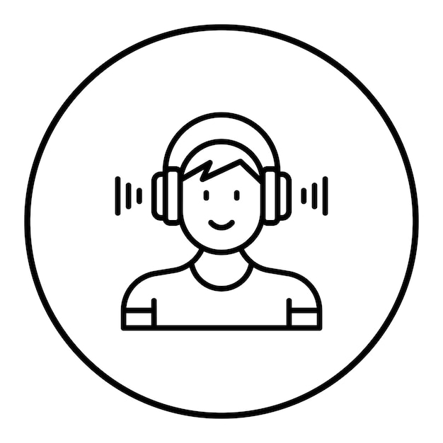 El icono del vector de escucha de música se puede utilizar para el conjunto de iconos de trabajo desde el hogar