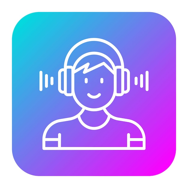 El icono del vector de escucha de música se puede utilizar para el conjunto de iconos de trabajo desde el hogar
