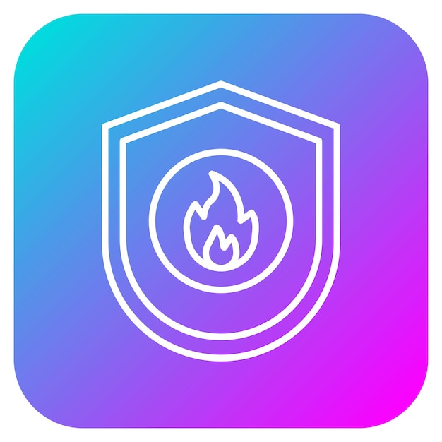 El icono del vector de escudo de fuego se puede usar para el conjunto de iconos de bomberos
