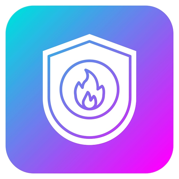 El icono del vector de escudo de fuego se puede usar para el conjunto de iconos de bomberos