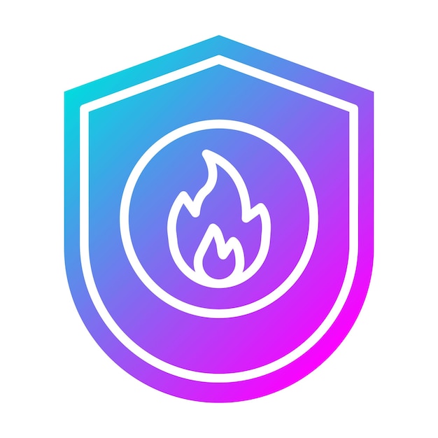 El icono del vector de escudo de fuego se puede usar para el conjunto de iconos de bomberos