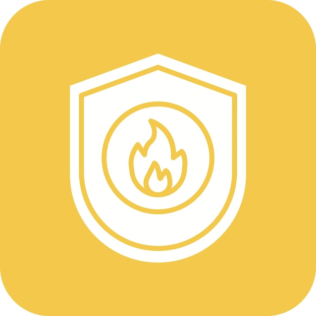 El icono del vector de escudo de fuego se puede usar para el conjunto de iconos de bomberos