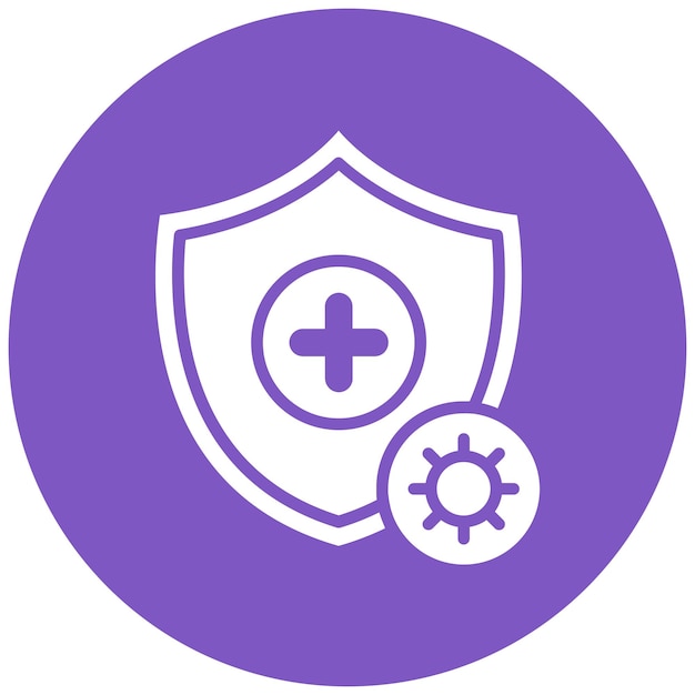 El icono del vector del escudo del sistema inmunológico se puede utilizar para el conjunto de iconos de enfermedades infecciosas