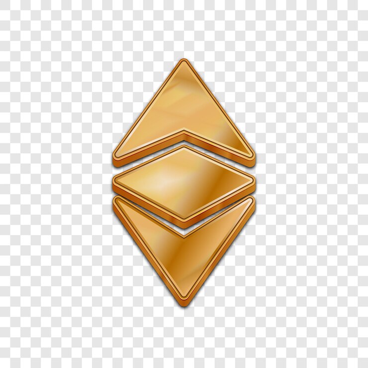 Vector icono de vector de estilo 3d clásico ethereum dorado