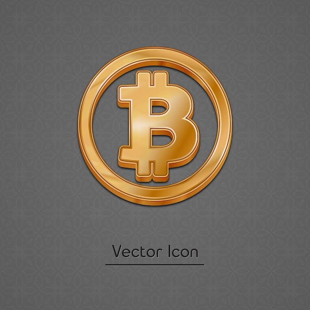 Icono de vector de estilo 3d de moda de bitcoin dorado