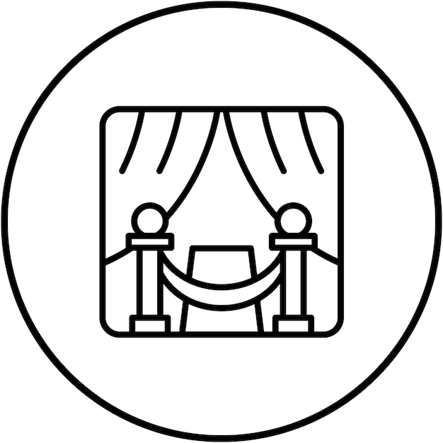 El icono del vector de estreno se puede usar para el conjunto de iconos de producción de video