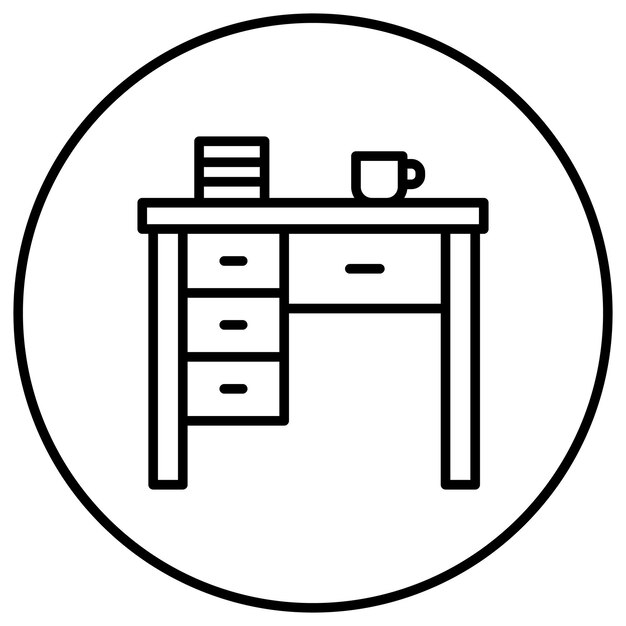 El icono del vector de estudio de la tabla se puede utilizar para el conjunto de iconos interiores