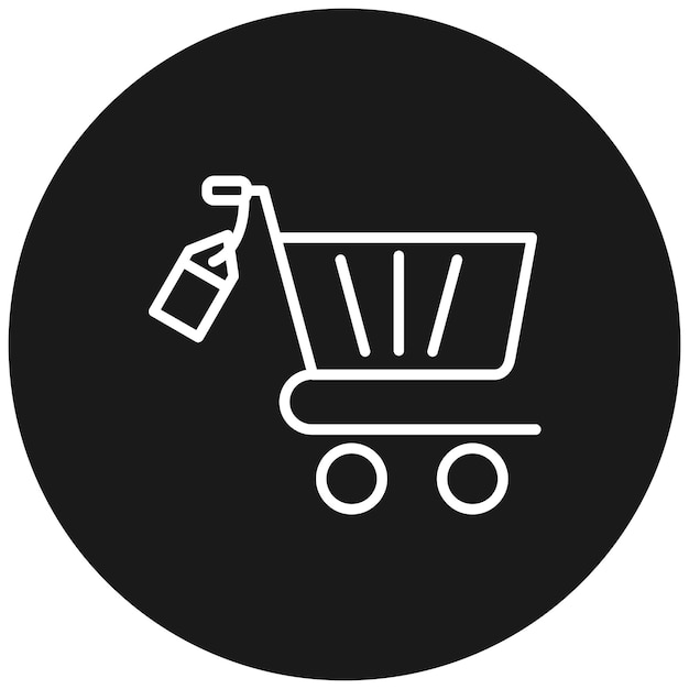 El icono del vector de etiqueta del carrito se puede utilizar para el conjunto de iconos de compras y comercio electrónico