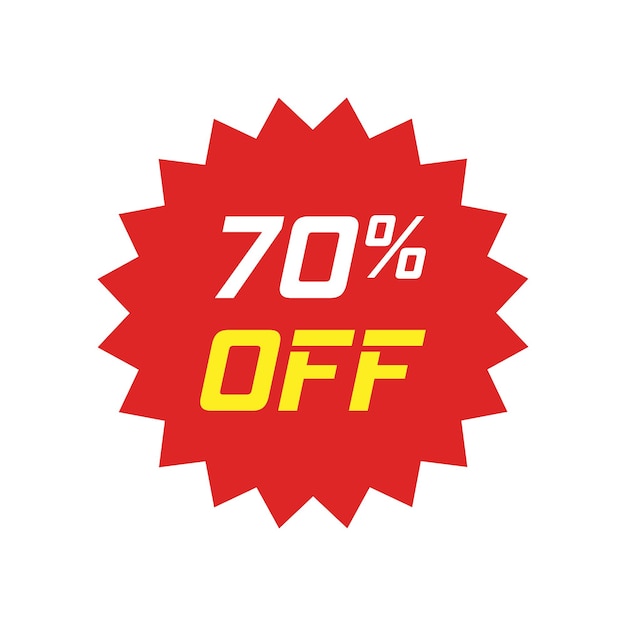 Icono de vector de etiqueta de descuento en estilo plano Ilustración de signo de etiqueta de venta sobre fondo blanco aislado Promoción 70 por ciento concepto de descuento