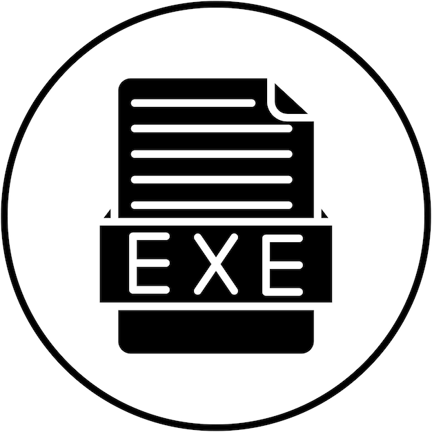 El icono del vector EXE se puede utilizar para el conjunto de iconos de formatos de archivo