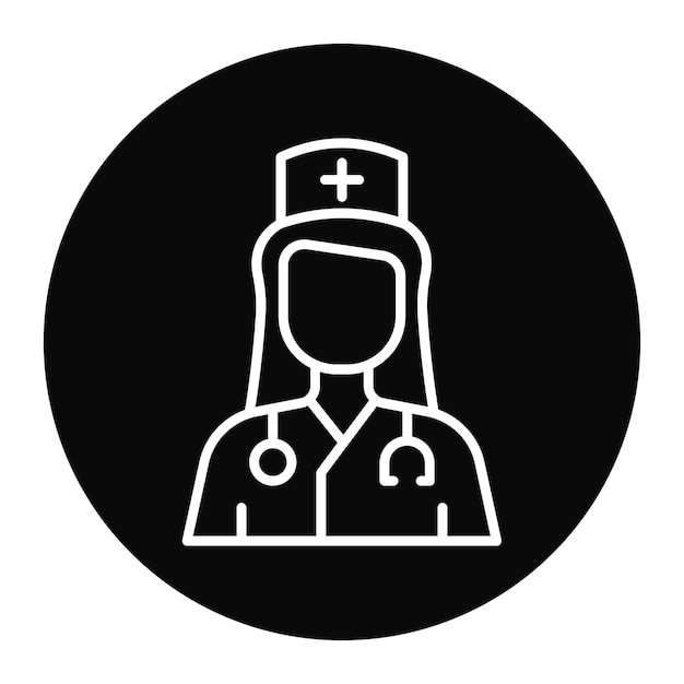 El icono del vector femenino de la enfermera se puede utilizar para el conjunto de iconos de enfermería