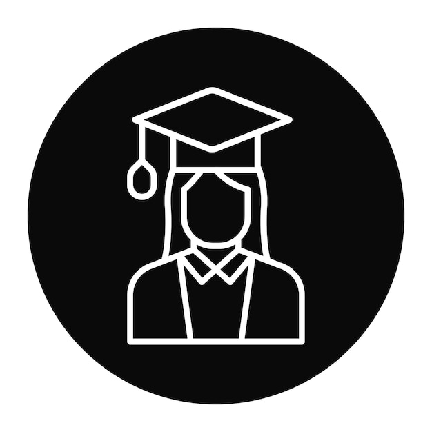 Icono de vector femenino de estudiante Se puede usar para el conjunto de iconos de educación en línea