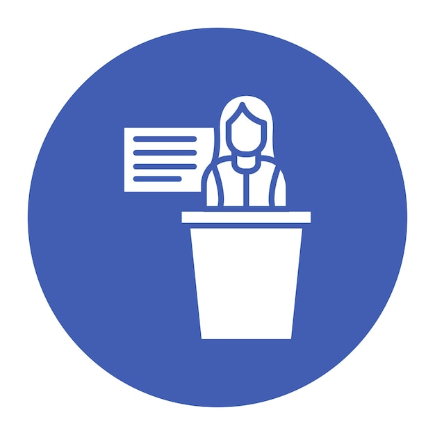 El icono de vector femenino del instructor se puede utilizar para el conjunto de iconos de capacitación empresarial